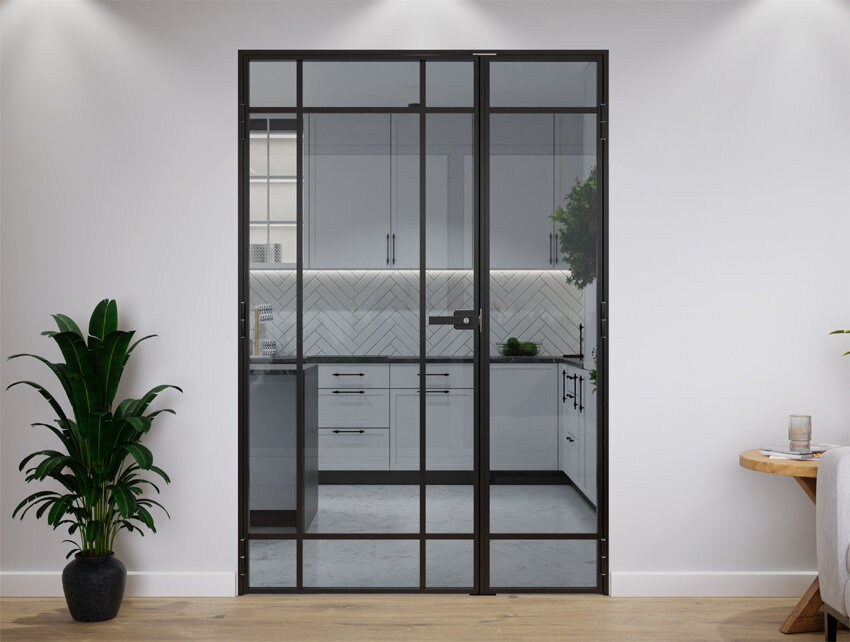Aluminium Doppeltüren Slim Loft 9-teilig komplett mit Rahmen 