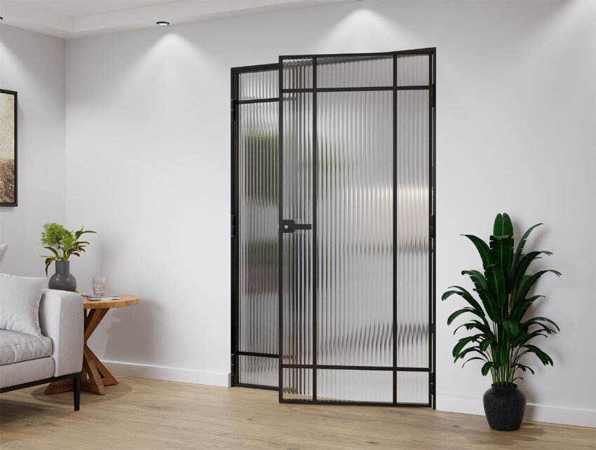 Aluminium Doppeltüren Slim Loft 9-teilig komplett mit Rahmen 