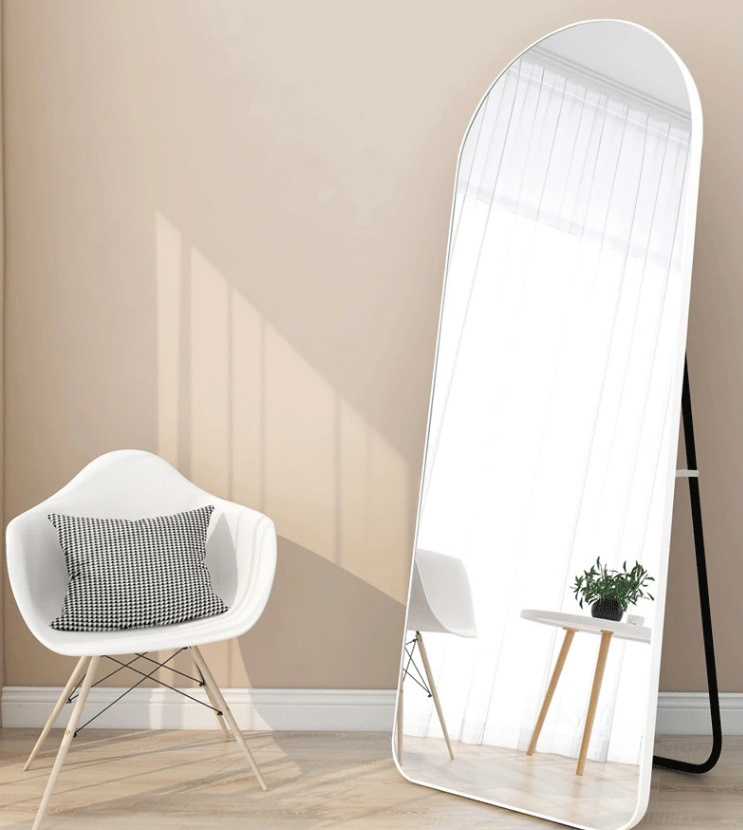 LUSTRO STOJĄCE PÓŁOWALNE JOANNA  W BIAŁEJ ALUMINIOWEJ RAMIE 170X55