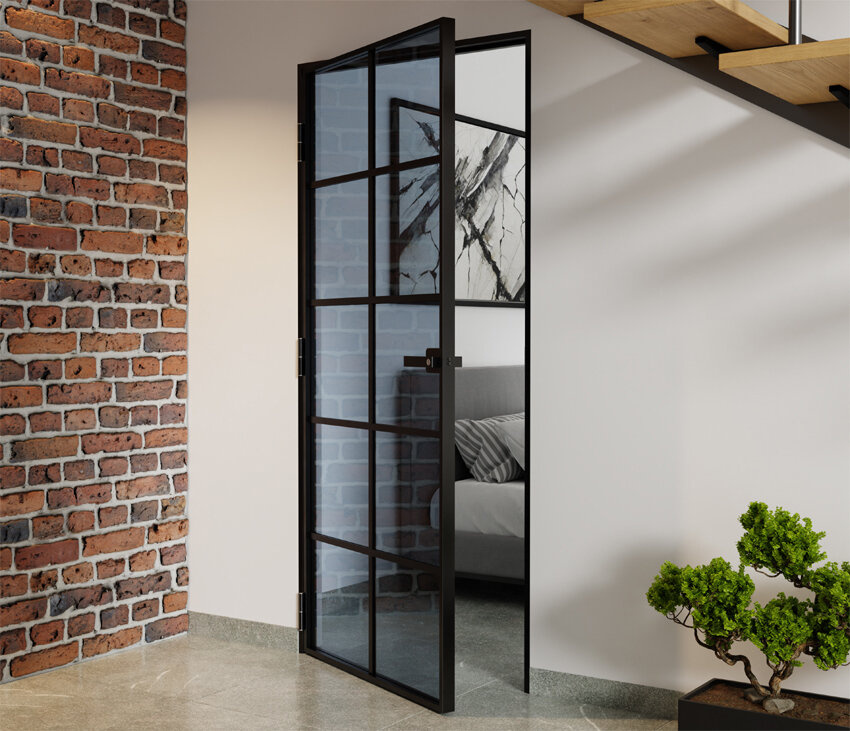 Slim Loft Aluminiumtüren komplett mit Rahmen 10 Stück